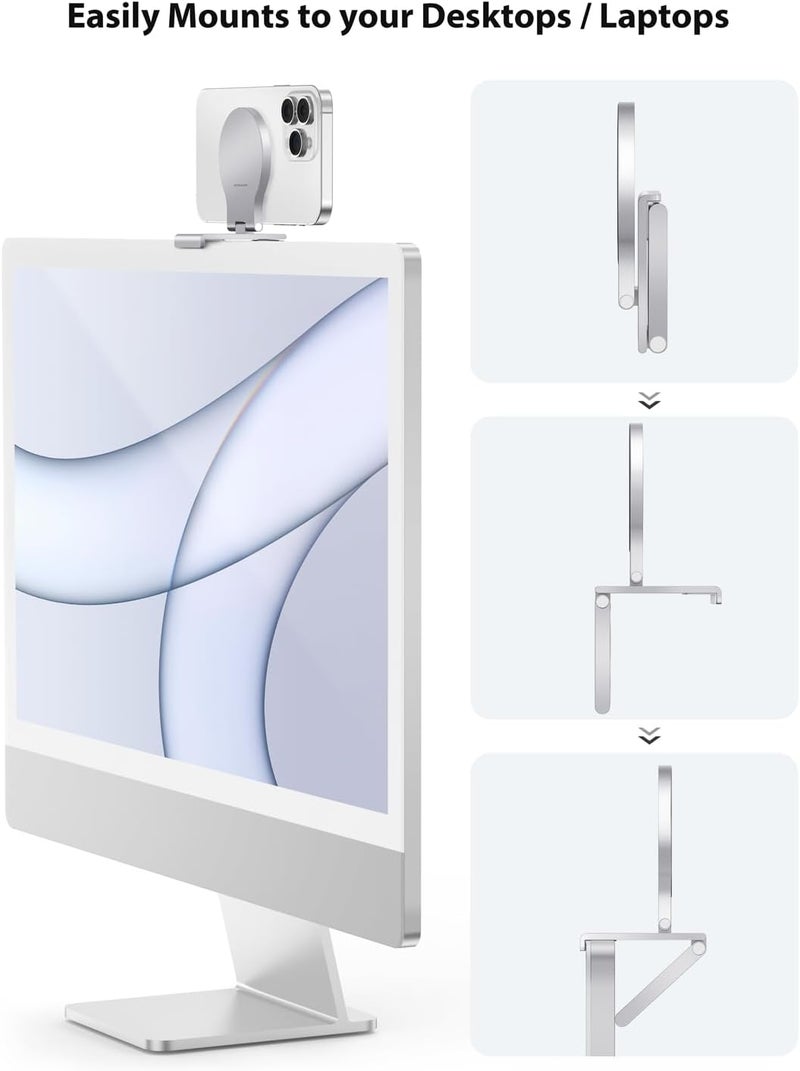 Stouchi حامل كاميرا الاستمرارية لجهاز iMac، حامل كاميرا ويب متوافق مع شاشة الكمبيوتر المكتبي مع Mag-Safe - Image 3